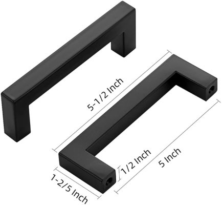 4mm-5mm Толщина Матт Черный квадратный шкаф ручки для индивидуального размера в 5 дюймов